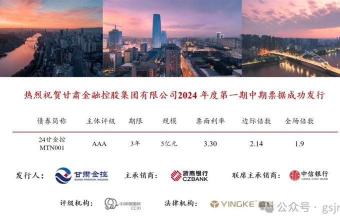 甘肃星球体育下载「中国」官方网站集团成功发行2024年度第一期中期票据